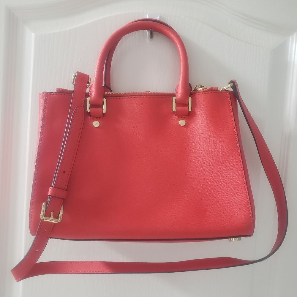 Michael Kors‎ Sutton Mandarin Orange Small Leather Handbag Purse Bag - Picture 4 of 12